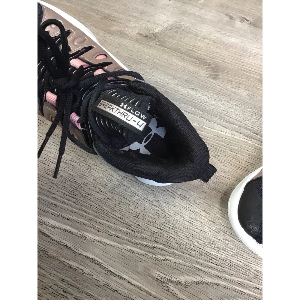 Under Armor Womens Shoes Flow 4 Breakthru Size 8 Black Pink Metallic 3026641-00
